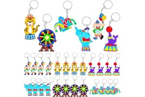 MEIYIFAN 30 pezzi portachiavi del circo,pacchetti di portachiavi di bomboniere del circo,portachiavi di animali clown,Clown,animali,forniture e decorazioni a tema carnevale