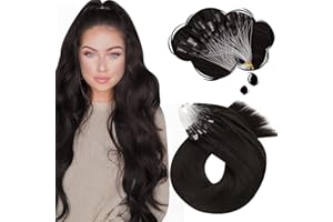 Moresoo Extension Cheveux Naturel a Froid Extension Cheveux Anneaux Brun le Plus Foncé Extensions a Froid Easy Loop Extension Vrai Cheveux a Loops 45 cm 1g/Mèche 50g/Paquet #2