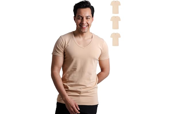 SKIPPER 3-pack herr-T-shirt med djup V-ringning I Stretchiga bas-T-shirts I Undertröja tillverkad av 95% bomull och 5% elasta