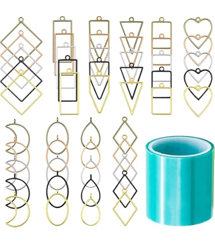 10/20 pz lunetta geometrica cava metallo oro pendenti con ciondoli resina UV artigianale cornice vuota per collana fai da te creazione di gioielli accessori  36