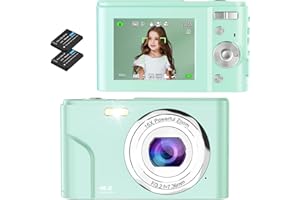 HICSHON Digital Camera, Autofocus Vlogging Camera FHD 1080P 48MP with 16X Digital Zoom, Compact Camera Portable Mini Camera for Teens,Kids,Adult,Beginners（Green）