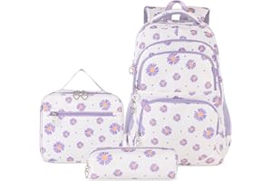 SIVENKE Mochila Escolar para Niñas, Adolescentes y Mujeres, con Bolsa para Almuerzo y Estuche, Beige
