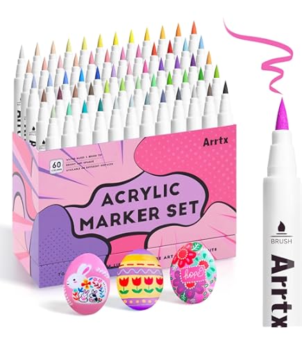 Huayeex Acryl-Marker Set - 60 Farben Für Glas, Stoff, Holz