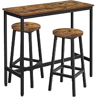 Ensemble Table Bar + 4 Tabourets - Style Industriel - 80x80x93 Cm - Brun/Noir - Charge 91/150 Kg - HOMASIS