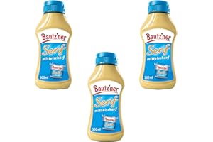 BAUTZ'NER Bautzner Senf mittelscharf 3er Set (3x300ml) 900ml in Squeeze Flasche