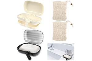 NVGVUP 2 szt. mydelniczka podróżna, mydelniczka z ociekaczem, z 2 workami na mydło, do domu, na podróż, kemping, zamknięta i przenośna, z pokrywką