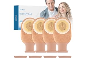 Heagimed 20pcs Colostomy Bags , 60mm Anti-leak Drainable Stoma Bags with 8 Clamps, One-piece Ostomy Supplies for Ileostomy Stoma Care, Cut-to-Fit (15-60mm)