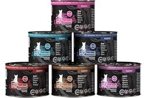 catz finefood Purrrr Collection I – Nourriture monoprotéine Humide – sans céréales, sans Sucre, hypoallergénique – Haute teneur en Viande – Lot de 6 boîtes de 200 g de Nourriture Humide pour Chat