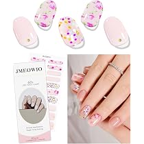 JMEOWIO Gel-Nagelfolien Lila Blume – 20 Stück, Selbstklebend & UV-härtend, Inkl. Feile & Holzstäbchen