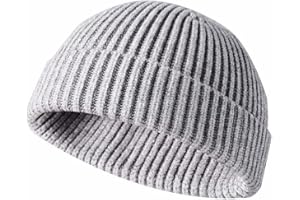 JFAN Trawler Winter Beanie Hat Baseball Cap Roll up Edge Skullcap Fisherman Beanie Unisex Cuffed Short Knit Fisherman Beanie Winter Hats