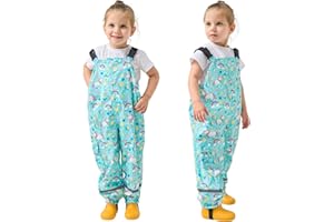 Domueay Pantaloni Impermeabili Bambino Bambina Pantaloni Pioggia Leggero Traspirante Salopette Antipioggia Antivento Pantaloni Fango Riflettente per Ragazzi Ragazze 2-7 Anni, 86-140