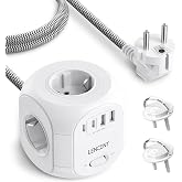 LENCENT Cube Power Strip Sockets 2M with 4 AC Outlets, 2 USB and 2 Type C | with 2 Protective Covers, Electric Extension Surg
