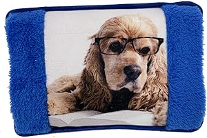 VITBEL Borsa Acqua Calda Elettrica 500W con Morbida Fodera in Peluche, Temperatura Max 75°C, Ideale come Scaldamani e Scaldapiedi, per Alleviare Dolori Muscolari, Dorsali e Mestruali(Blu-Cane)