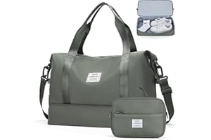 SEAFEW Reisetasche Damen Sporttasche Handgepäck Tasche Weekender Bag Schwimmtasche Wasserdicht Travel Bag Duffle Bag Fitnesstasche Trainingstasche Frauen für Reise Gym,J5-Dunkelgrün