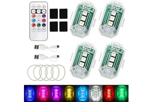 LOMUG 4 luci a LED per auto senza fili, batteria con telecomando, 8 colori, per auto, drone, camion, moto