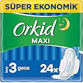 Orkid Maxi Hijyenik Ped Gece (Boy 3) S&uuml;per Ekonomik Paket 24 Adet Ped
