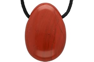 Lebensquelle Plus Tropfen Anhänger mit Baumwollband + Edelsteinkarte | Set-Angebot Echter Edelsteinanhänger | Gebohrter Trommelstein Tropfenanhänger