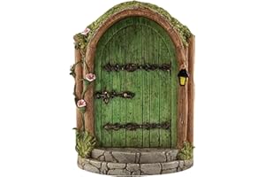 PLUSHCEWT Porte de Fée en Bois, Porte de Jardin Elfique Miniature, Décoration Extérieure de Jardin de Fée Miniature, Accessoires d'art de la Cour, Sculpture. (A)