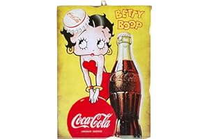 KUSTOM ART Coca Cola Betty Boop Tableau style vintage avec impression sur bois 25 x 18 cm