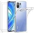 iVoler Custodia Cover per Xiaomi Mi 11 Lite 4G / 5G / NE con 3 Pezzi Pellicola Vetro Temperato, Ultra Sottile Morbido TPU Tra