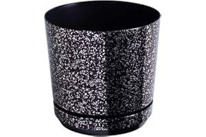 KORAD Pot de Fleur - Marbre Noir 26 cm - Pot en Plastique Solide, Pot de Fleur et de Plante décoratif pour l'intérieur