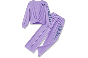 Arshiner Ragazze Set di Abbigliamento Bambini Felpa con Pantaloni Set Autunno Inverno Tempo Libero Tuta Sportivo Abbigliamento per Ragazze 5-13 anni