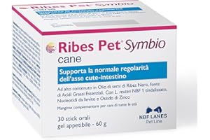 NBF Lanes | Ribes Pet Symbio Cane, Gel Appetibili 30 bustine da 2g, Supporta la Normale Regolarità dell’Asse Cute-Intestino