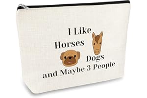 MIKELA Horse Gifts Makeup Bag Dog Lover Gift Dog and Horse Gifts for Girls Women Cosmetic Bag Cowgirl Equestrian Present Christmas Birthday Gift for Pony Animal Lover Friend Sister Zipper Travel Bags