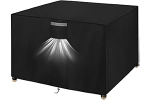 Dokon Funda para Muebles de Jardín Impermeable, Tela Oxford 420D, Anti Viento, Anti UV Funda Protectora Mesa Exterior con Salidas de Aire, Cuadrados (125x125x74cm) - Negro