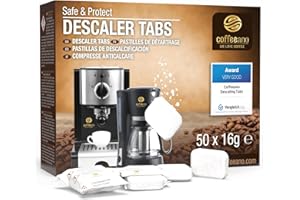 Coffeeano 50 tabletek odkamieniających XL do w pełni automatycznych ekspresów do kawy i ekspresów do kawy. Tabletki do odkamieniania kompatybilne z Jura, Siemens, Krups, Bosch, Miele, Melitta, WMF i
