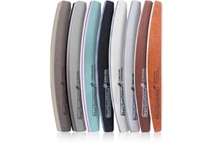 DERSHARA Juego de 8 limas de uñas y pulidores, grano 80/100/120/150/180/240/1000/4000 para herramientas de manicura de corte de uñas