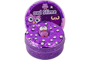 OKAYBEE Eule Lila Gold Foil Slime, Clear Slime für Kinder, Schleim-Partygeschenke für Mädchen und Jungen, Sensorisches Schleim Spielzeug, Ostern, Halloween, Weihnachten, Geschenk für Mädchen und Jungen