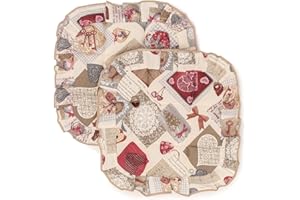 PARAMAISON Cuscini Coprisedia Shabby Chic Cuore, Set da 2 pezzi, Trapuntato, Imbottito, Fissaggio con 4 Alette, 40x40 cm, Vari Colori