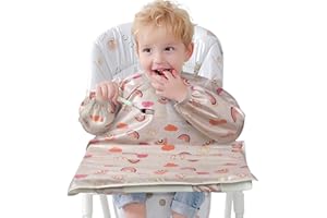 Vicloon Bavaglini Neonato, Bavaglino Svezzamento Bavaglini per Bambini con Maniche Impermeabili, Bavaglino Avvolgente per Seggiolone, Adatto bambini dai 6 mesi ai 3 anni (Motivo Arcobaleno)