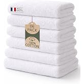 Caramont Set of 6 Bath Towels 50 x 90 cm &ndash; 100% Cotton, Ultra Soft, Highly Absorbent, Quick Drying, Hotel Quality &ndash; White &ndash; f