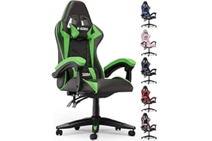 ‎BIGZZIA bigzzia Gaming Stuhl Gaming Sessel, 90-135° Rückenlehne Gaming Sessel, Ergonomisch Gaming Chair Mit Kopfkissen Und Armlehnen, Atmungsaktiver Pc Stuhl für Jugendliche Jungen Mädchen Erwachsene Grün