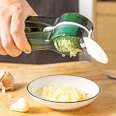 Smartizi Ergonomik Saplı Pratik Sarımsak ve Zencefil Ezici - Yeşil Mutfak Rendeleyici ve Sarımsak P&uuml;resi Yapıcı