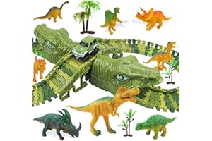MOOKLIN ROAM 153 Pièces Circuit Dinosaure Voiture Jouet, Flexible Circuit de Voiture Jeu Educatif Creation avec Sac Cadeau pour Enfant Garcon Fille 3 4 5 6 Ans