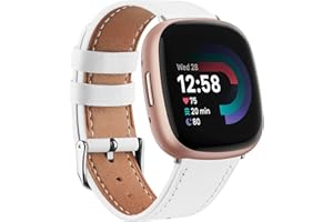 Mugust Correa Para Fitbit Versa 4 / Fitbit Versa 3,Cuero Correas Pulseras de Repuesto para Fitbit Versa 4/Versa 3/Sense 2/Sense Hombre y Mujer(Blanco)