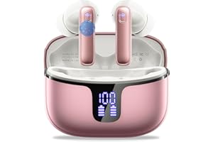 MOTOST Auriculares Inalámbricos, Auriculares Bluetooth 5.3 HiFi Estéreo, Cascos Inalambricos Bluetooth con Cancelacion Ruido ENC, 40H Pantalla LED, IP7 Impermeablem, USB-C Carga Rápida, Ajuste Cómodo, Rosa