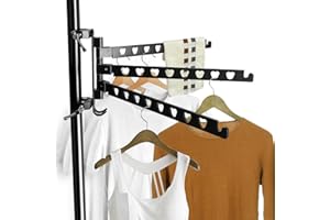 Jiaxitek RV Clothes Drying Rack,180° Swivel Arms All Metal Ladder Mounted Clothes Drying Rack,90°Foldable Design for MotorHomes,Boat,Trailers,Fifth Wheels,Campers,Travel,Home