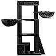 RHRQuality Cat tree for large cats Corner Coon XXL extra big breed trees scratch post and adult towers Furniture scratcher activity centre (Blackline Dark Grey)