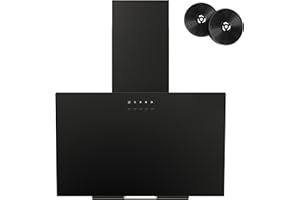 FIREGAS Dunstabzugshaube 60cm - Kopffreie Schräghaube mit LED-Beleuchtung, 3 Gebläsestufen, Abluft/Umluft und Aktivkohlefilter für optimalen Umluftbetrieb