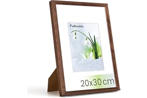 Feihorrm Bilderrahmen, Fotorahmen aus Eiche, Mit gehärtetem Glas, Für 20x30 cm-Fotos ohne Passepartout oder 12x17 cm-Fotos mit Passepartout, Fotorahmen aus Massivholz (Dunkel Braun, 20x30 cm/ 1x)
