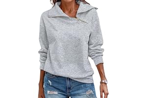 Cuptacc Womens Sweatshirts Quarter Zip Jumper Women V Neck Long Sleeve Tops Basic Casual Swearshirt without Hood Pullover