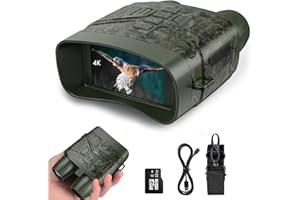 ‎RELASSY Nachtsichtgerät 4K, Relassy Nachtsicht Fernglas Anti-Schütteln 4000mAh Infrarot Nachtsichtgeräte 300m Reichweite, 5X Digitale Vergrößerung mit 32GB TF Karte für Camping Jagd Wandern Vogelbeobachtung