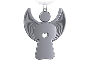 FABACH Breloczek do kluczy z aniołem stróżem Pikto z sercem – szlachetny anioł wisiorek z metalu w kolorze srebrnym, różowym, czarnym, brązowym – prezent talizman na szczęście z prawem jazdy -