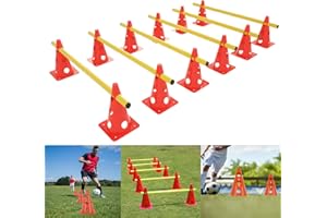‎YRHOME YRHome 6er Steckhürdenset Agility Ausrüstungs Set für Koordinationstraining, Hunde Set Agility Training Zubehör-12 Mehrzweckkegel & 6 Stangen Höhenverstellbar Multifunktionales Kombinationen