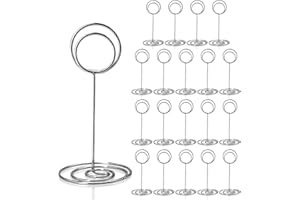 HomWanna Table Number Holders 20Pcs - 3.35 Inch Place Card Holder Table Number Stands for Wedding Party Graduation Reception Restaurant Home Centerpiece Decorations Office Memo Picture Photo (Silver)