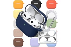superdivision AirPods 3 & Pro Case Silicon Protective Clear Cover with Anti-Lost Carabiner Keychain Kit Set Dust Guard Dust-Proof Film [Front LED Visible] (AirPods 3, Herring)